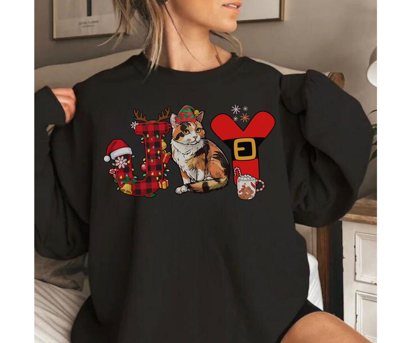 Calico Cat Breed Christmas Tee Jumper - Calico Cat mom dad Xmas Unisex Shirt