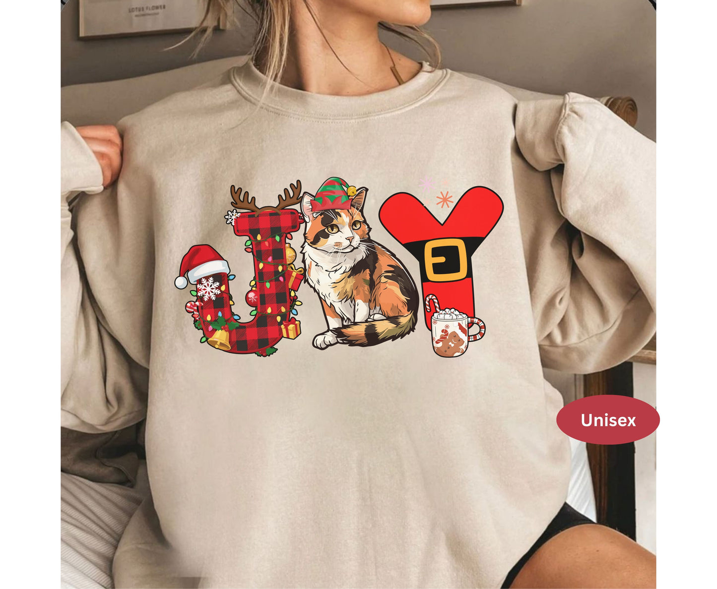 Calico Cat Breed Christmas Tee Jumper - Calico Cat mom dad Xmas Unisex Shirt