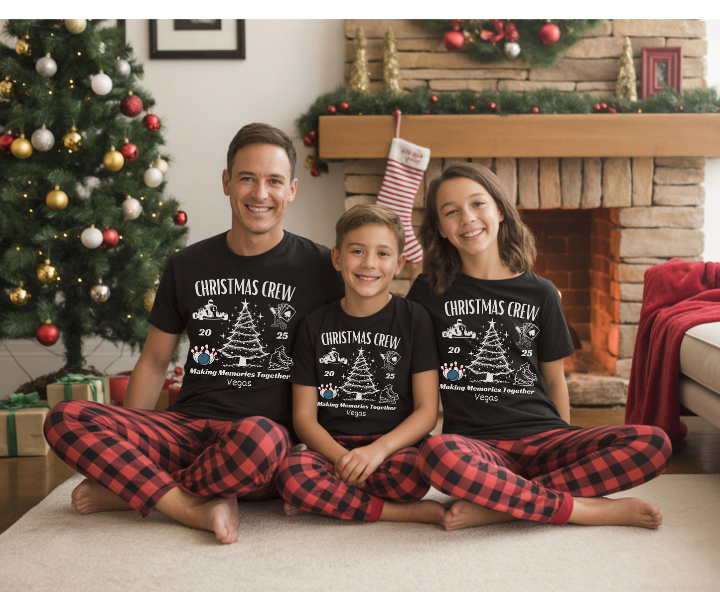 Personalized Christmas Crew Outing Tee Sweatshirt for Adults Kids- Unisex Custom Xmas Formula 1 Bowling Jumpers