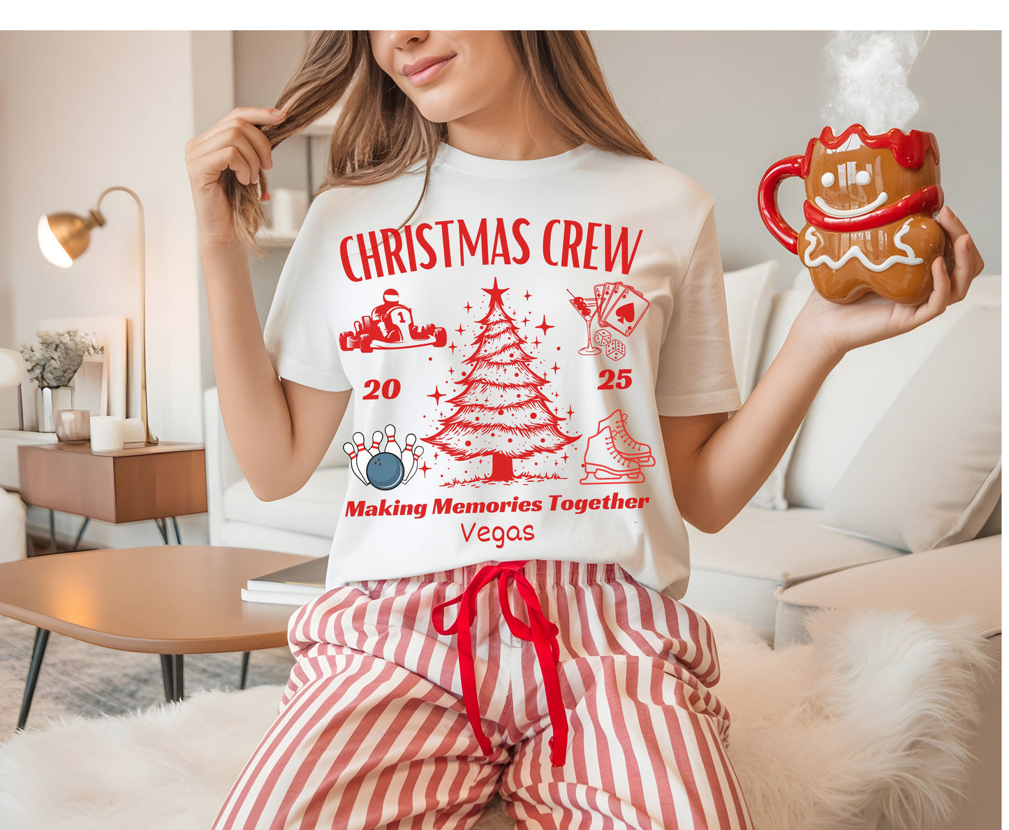 Personalized Christmas Crew Outing Tee Sweatshirt for Adults Kids- Unisex Custom Xmas Formula 1 Bowling Jumpers
