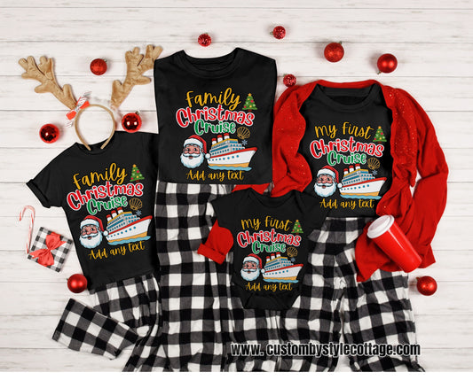 Personalized Christmas Cruise Family T-Shirts Sweatshirt - Trendy Christmas Cruising Shirt - Up to 5XL - for Mom Dad Baby