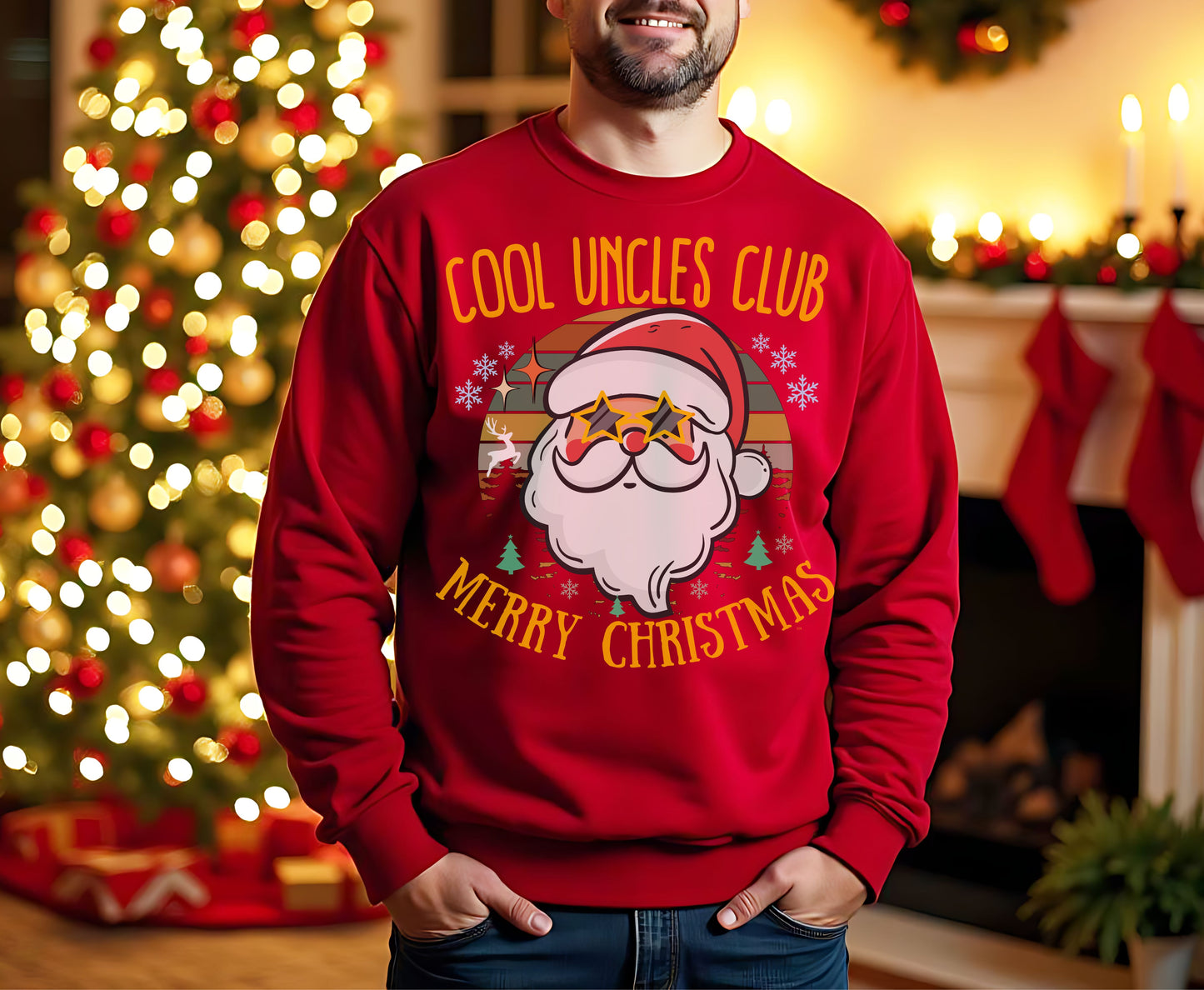 Cool Uncles Club Retro Christmas Tee Jumper Gifts for Uncles