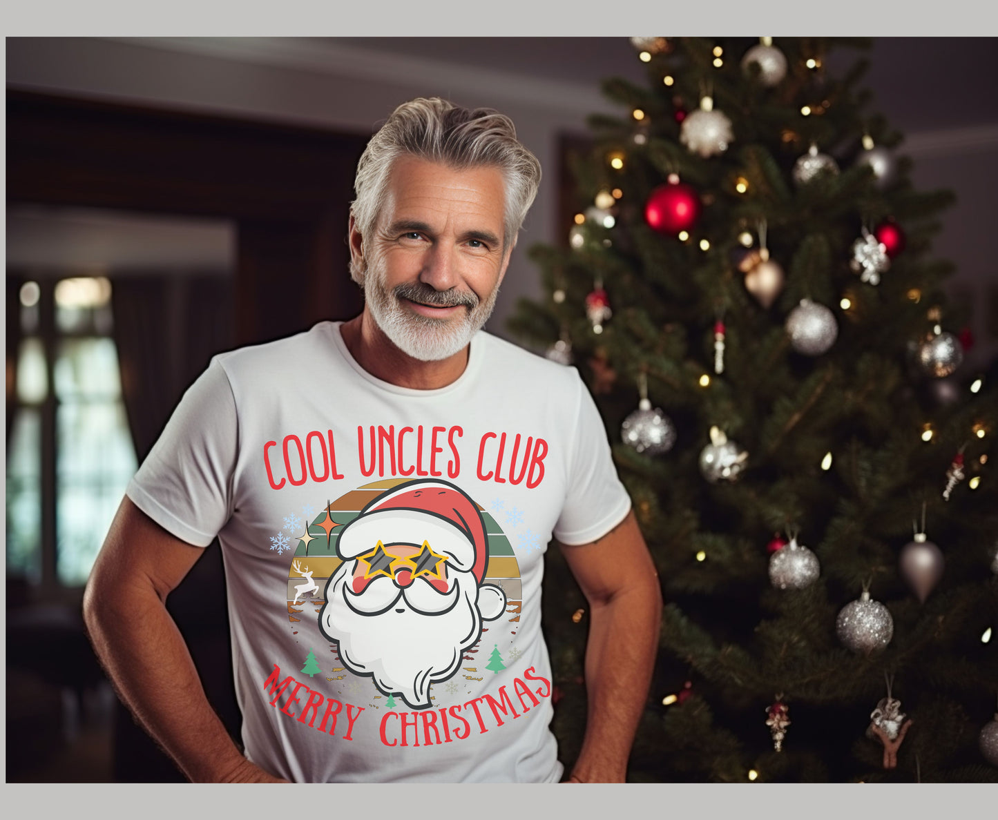 Cool Uncles Club Retro Christmas Tee Jumper Gifts for Uncles