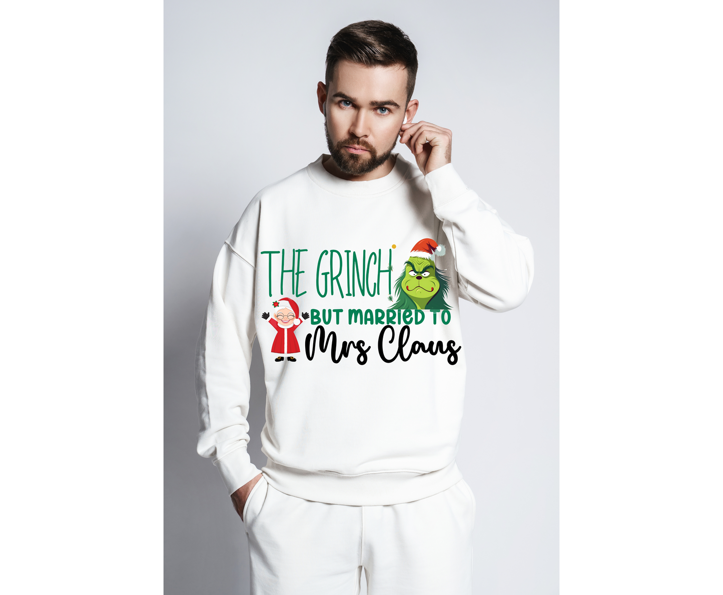 Custom Grinch Santa Claus Themed Couple Christmas Shirt gift for Husband and wife