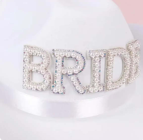 Cowgirl Bride Hat with Veil for Bachelorette Western Bride Hat