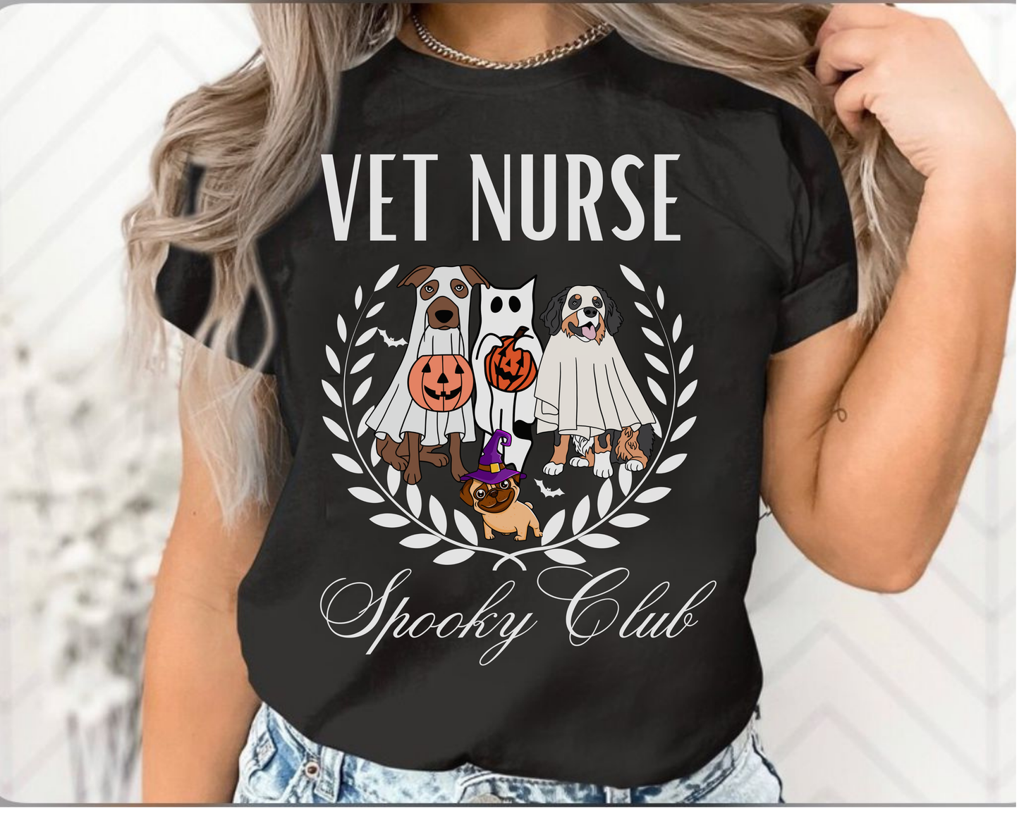 Spooky Halloween Vet Squad Shirt Winter Holiday Veterinarian Team Gift Halloween fall Vet Nurse T-Shirt Sweatshirt Unisex Veterinary Staff Top (Copy)