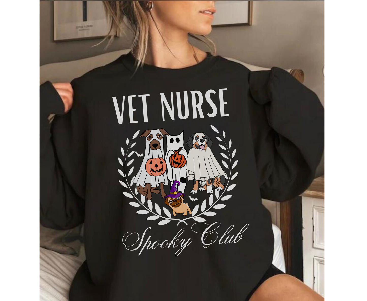 Spooky Halloween Vet Squad Shirt Winter Holiday Veterinarian Team Gift Halloween fall Vet Nurse T-Shirt Sweatshirt Unisex Veterinary Staff Top (Copy)