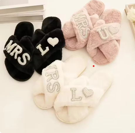 Custom Bachelorette Slippers for Bride Personalized Future Mrs Slippers