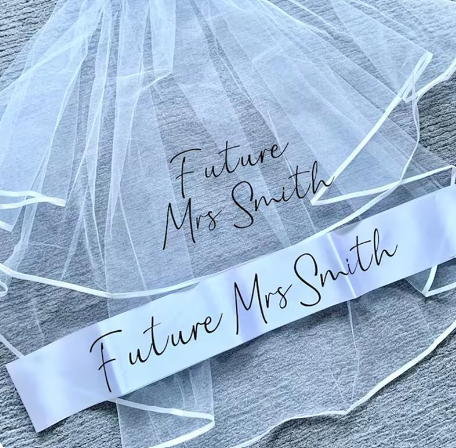 Custom Bride to be Veil and Sash Personalized Future Mrs Bride Gifts for her