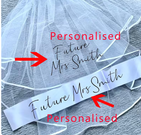 Custom Bride to be Veil and Sash Personalized Future Mrs Bride Gifts for her