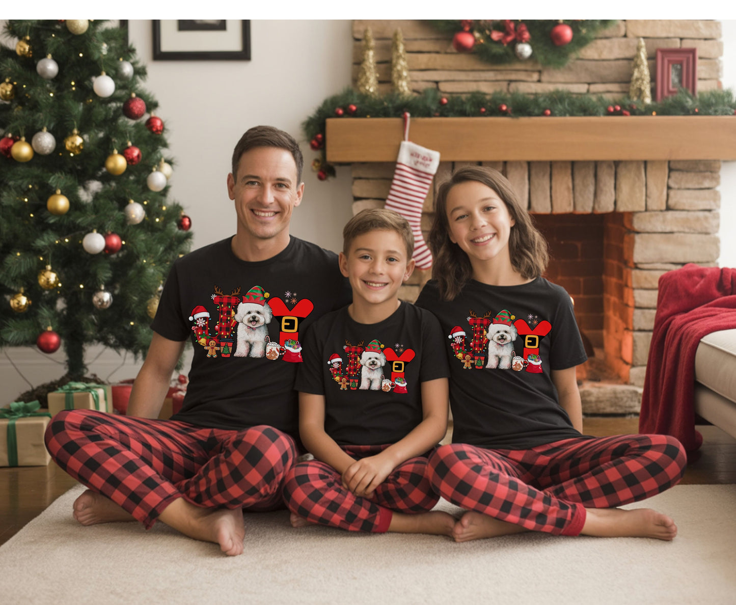 Bichon frise Dog Breed Christmas Tee Jumper - Bichon frise Joy Dog mom dad Xmas Unisex Shirts