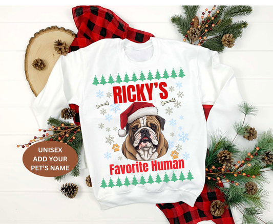 Festive English Bulldog Christmas T-Shirt Sweatshirt Holiday Dog Lover Hoodie Xmas Gift for Owners