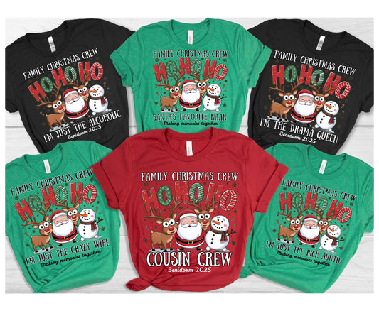 Personalized Family Christmas Crew Tee Jumper - Custom Family Xmas Shirts Up to 5XL for Mom Dad Kids