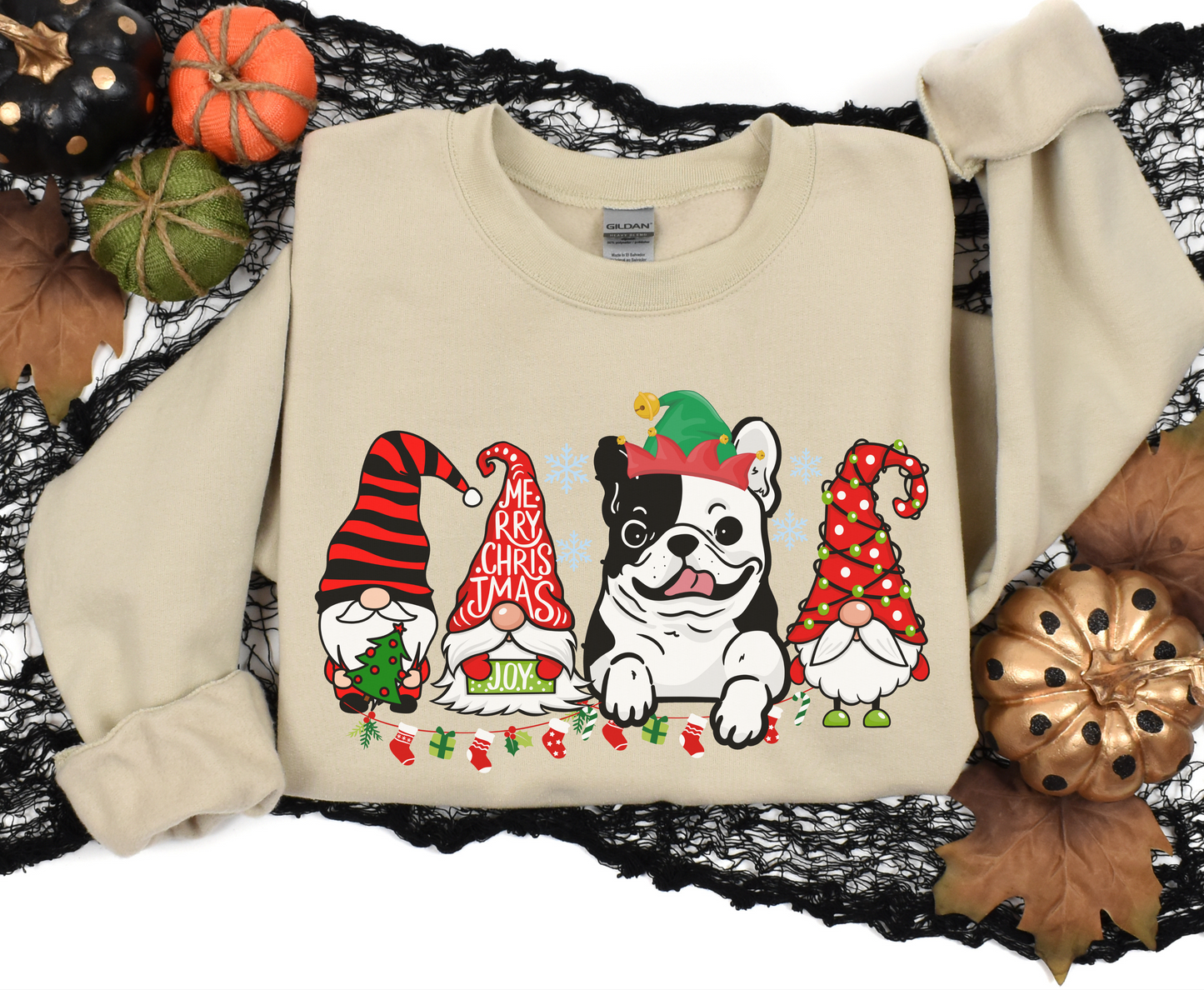 Festive French Bulldog Christmas T Shirt Cute Holiday Dog Lover Tee Sweatshirt Hoodie Xmas Gift for Dog Owner Frenchie Bulldog Owner Top