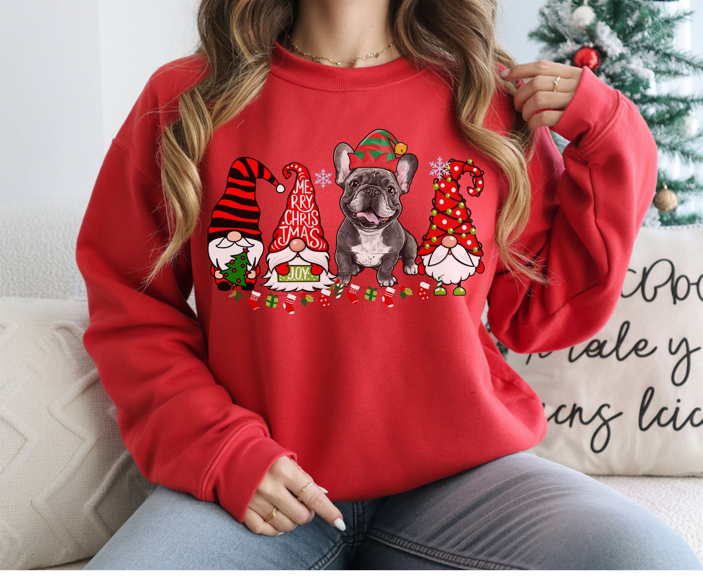 Frenchie Dog Breed Christmas Tee Jumper -  French Bulldog Dog mom dad Xmas Unisex Shirts