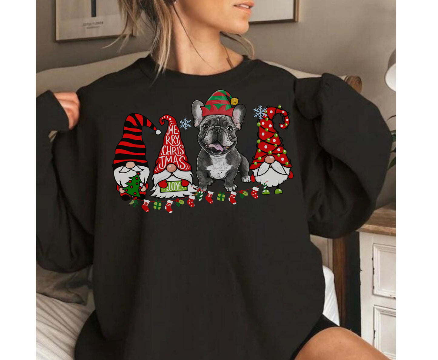 Frenchie Dog Breed Christmas Tee Jumper -  French Bulldog Dog mom dad Xmas Unisex Shirts