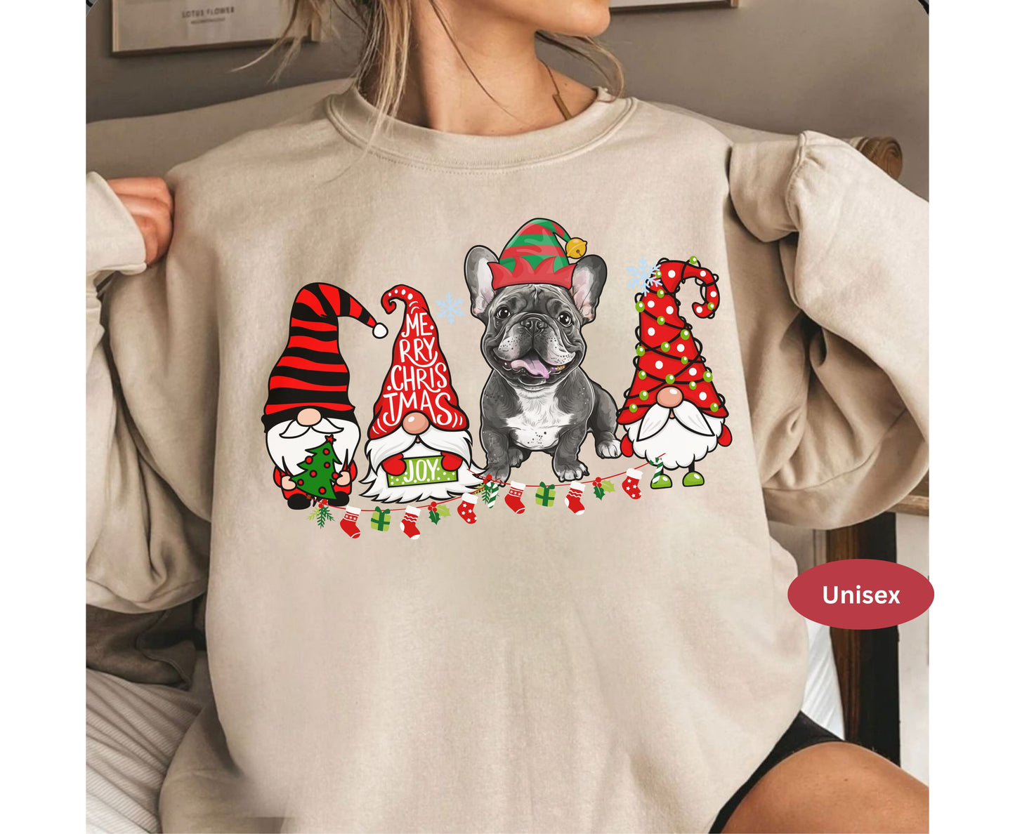 Frenchie Dog Breed Christmas Tee Jumper -  French Bulldog Dog mom dad Xmas Unisex Shirts