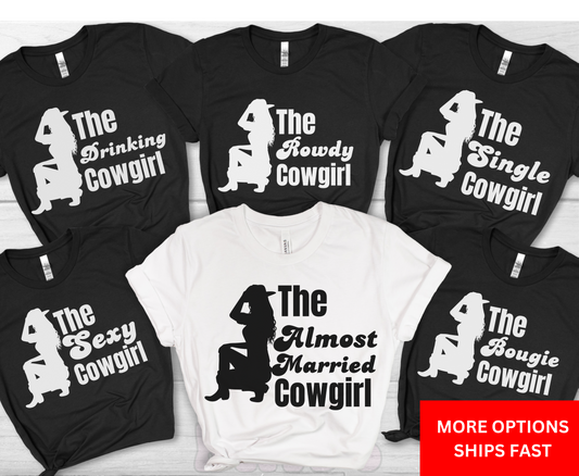 Funny Cowgirl Last Rodeo Bachelorette Tee Shirt for Western Bride Bridesmaid Hen Party