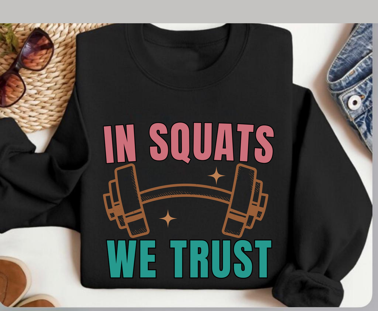 Funny gym Shirt In Squats we trust | Workout Pump Cover for Men Women Gym Tshirt Hoodie