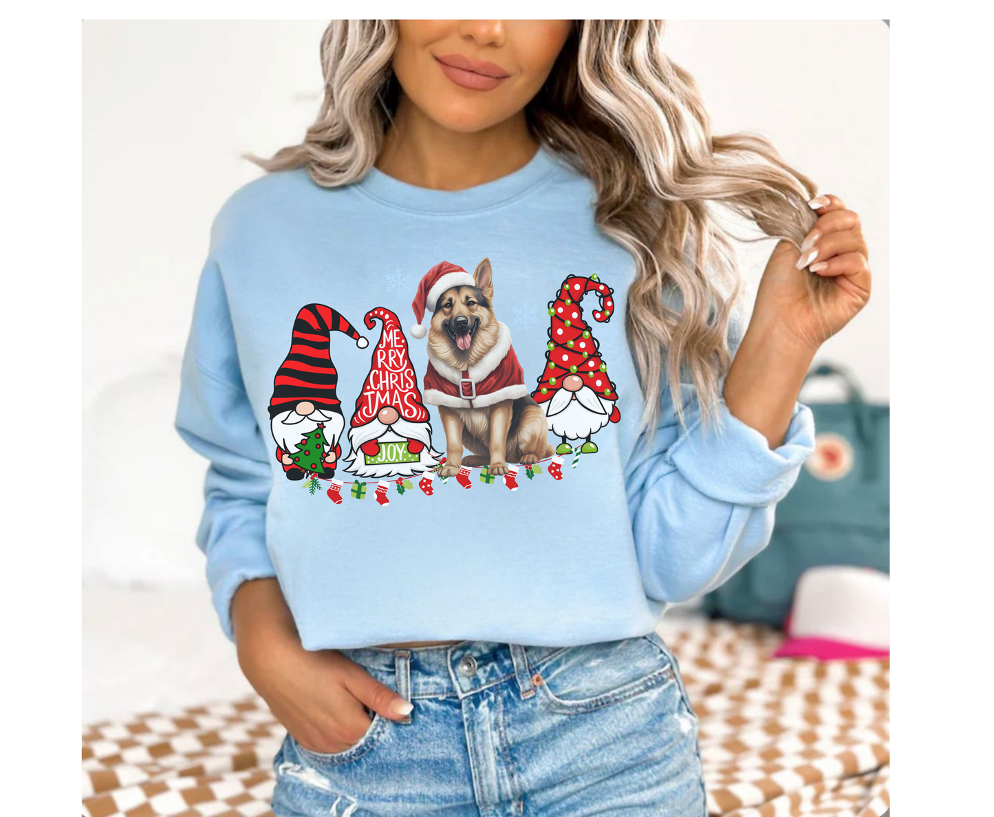 German Shepherd Winter Sweatshirt Christmas Elf Gnome Lover Shirt German Shepherd Mom-Dad Hoodie Sweater gift for Dog owner dog lover tshirt