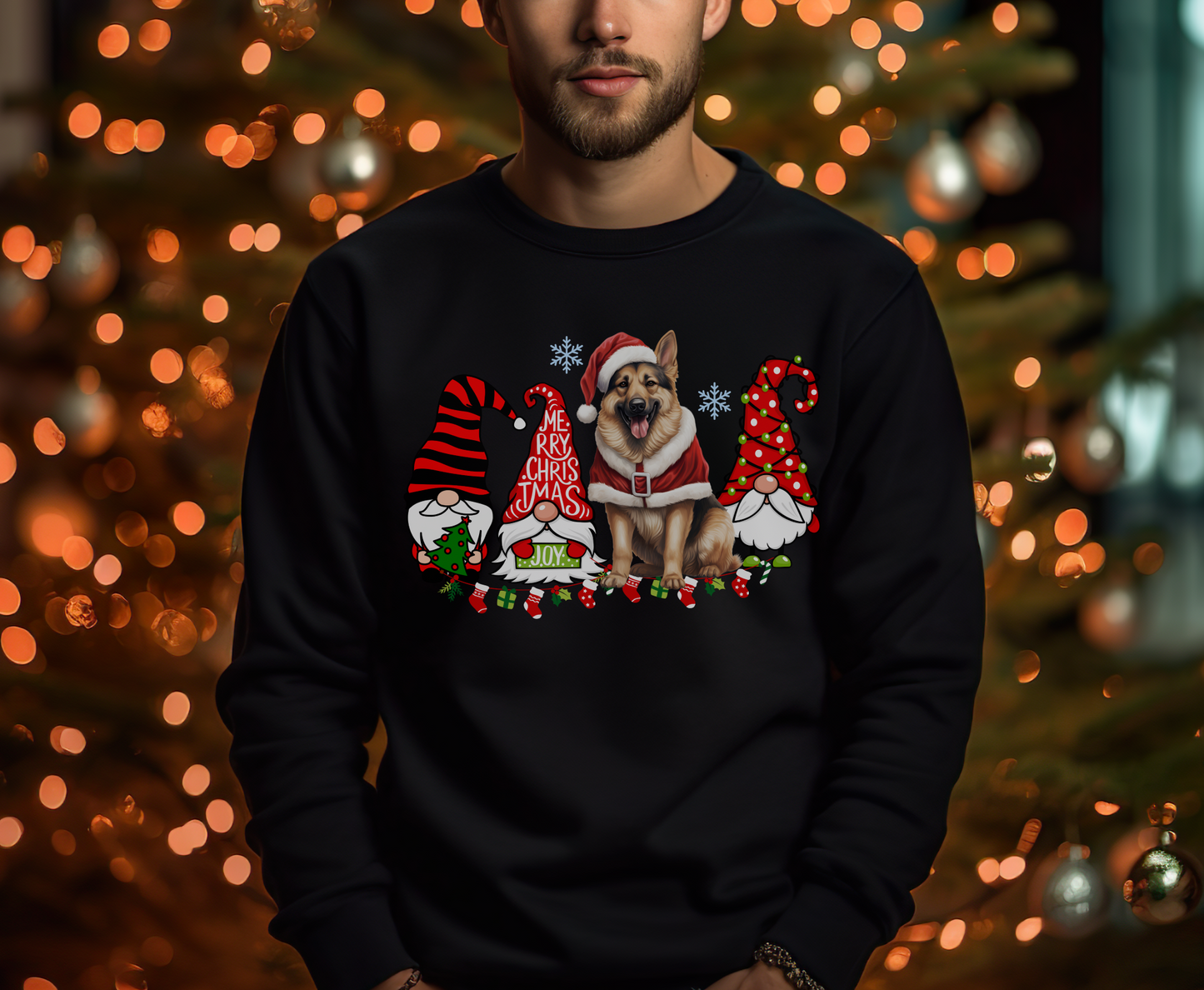 German Shepherd Winter Sweatshirt Christmas Elf Gnome Lover Shirt German Shepherd Mom-Dad Hoodie Sweater gift for Dog owner dog lover tshirt