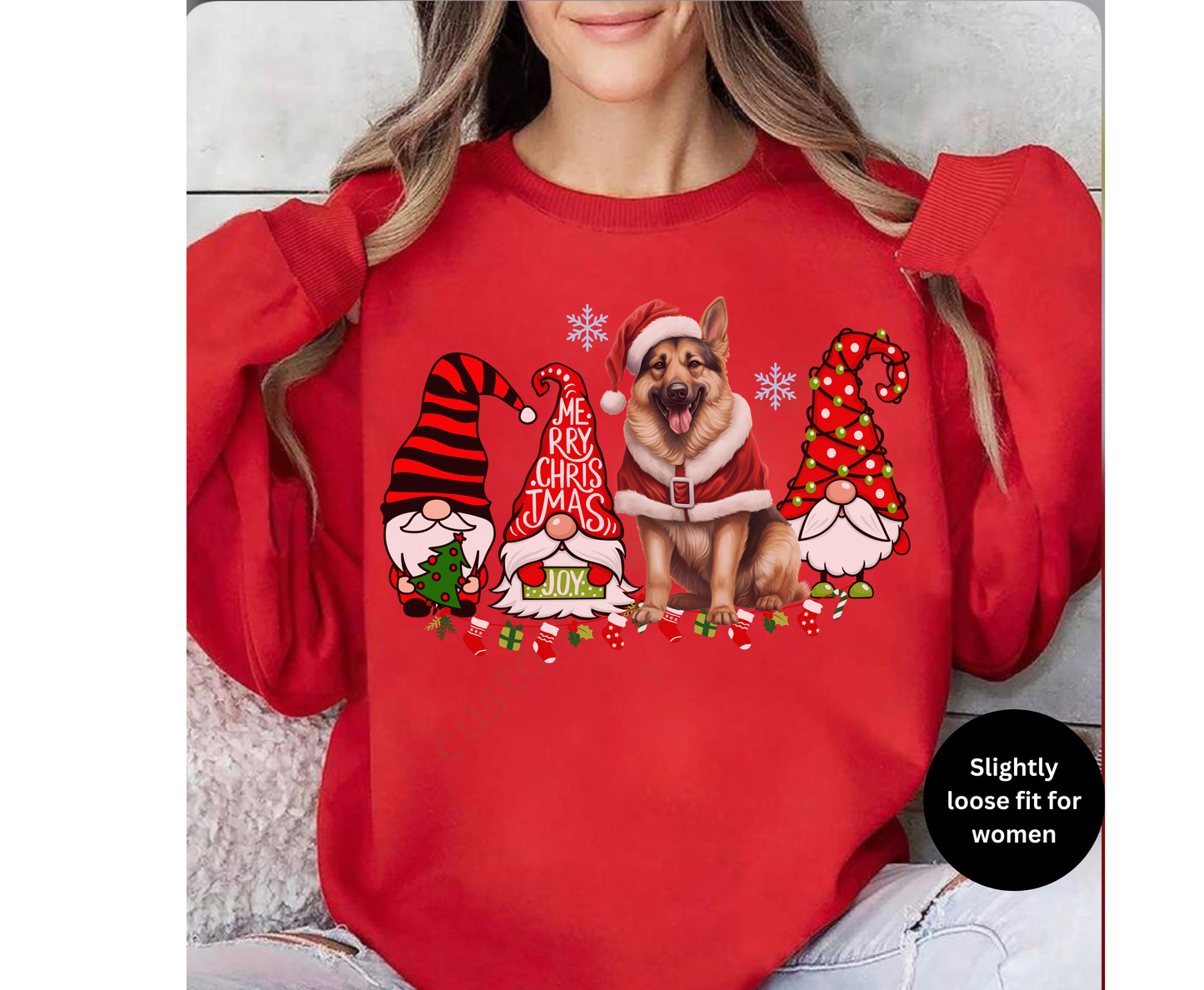 German Shepherd Winter Sweatshirt Christmas Elf Gnome Lover Shirt German Shepherd Mom-Dad Hoodie Sweater gift for Dog owner dog lover tshirt