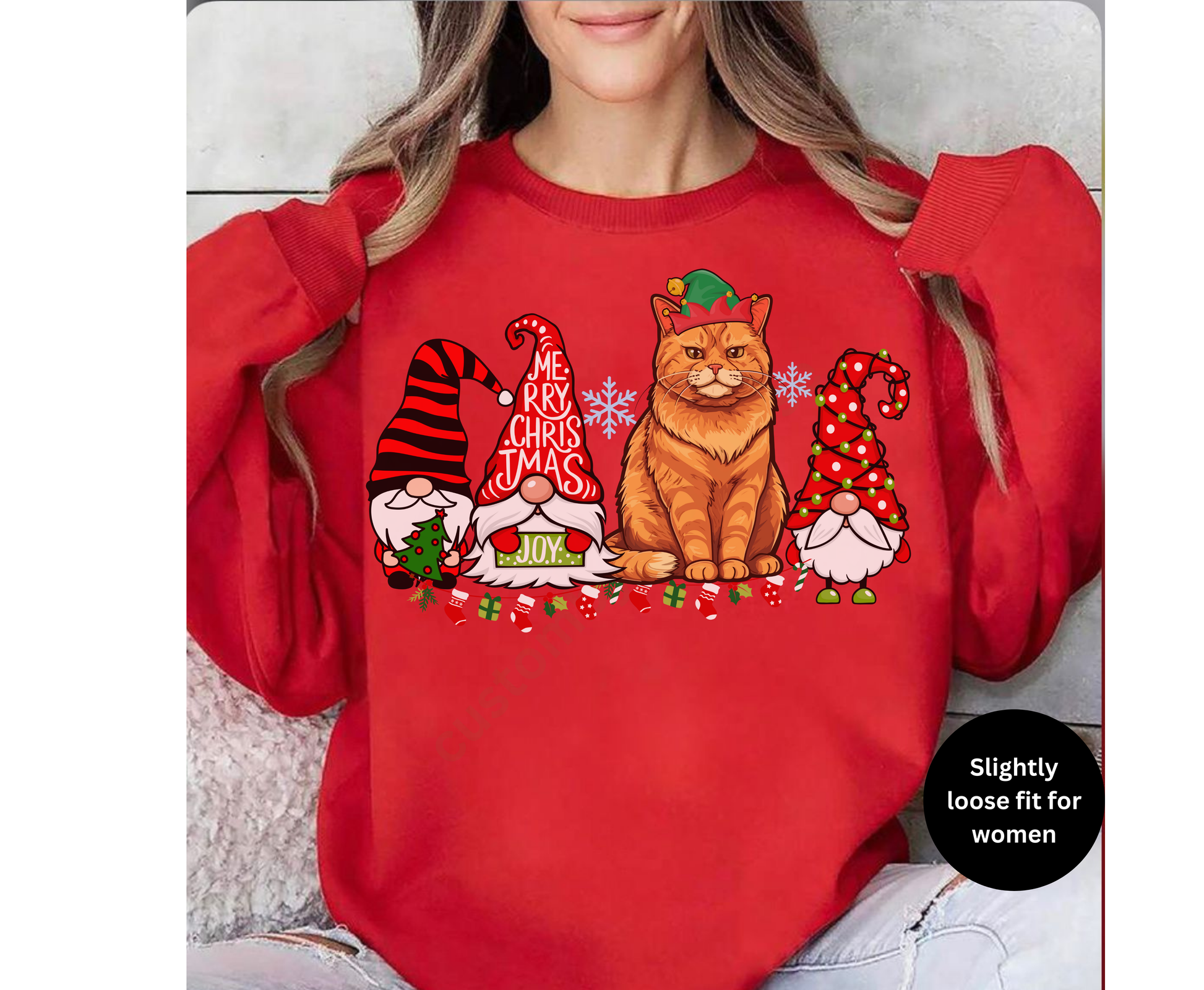 Colorful christmas top for cat owner, cat lover cat mom cat dad shirts gifts for xmas winter crewneck for men for women