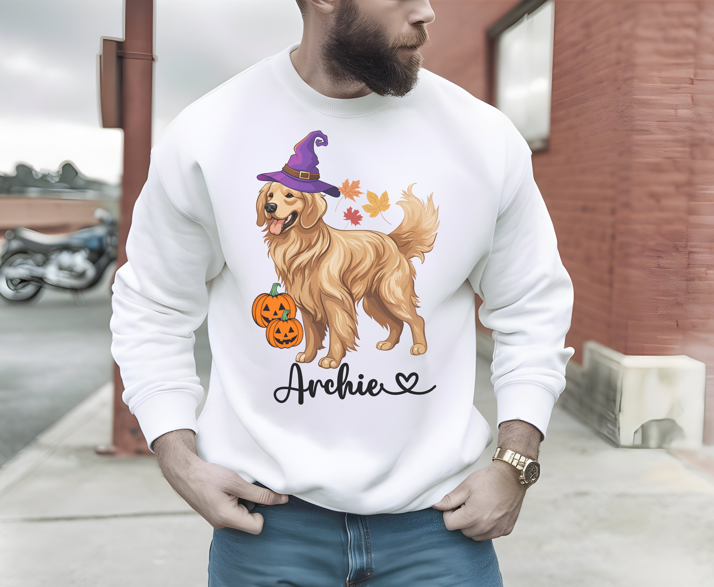 Custom Spooky Golden Retriever Halloween Tee Shirt Personalized Dog Lover Sweatshirt