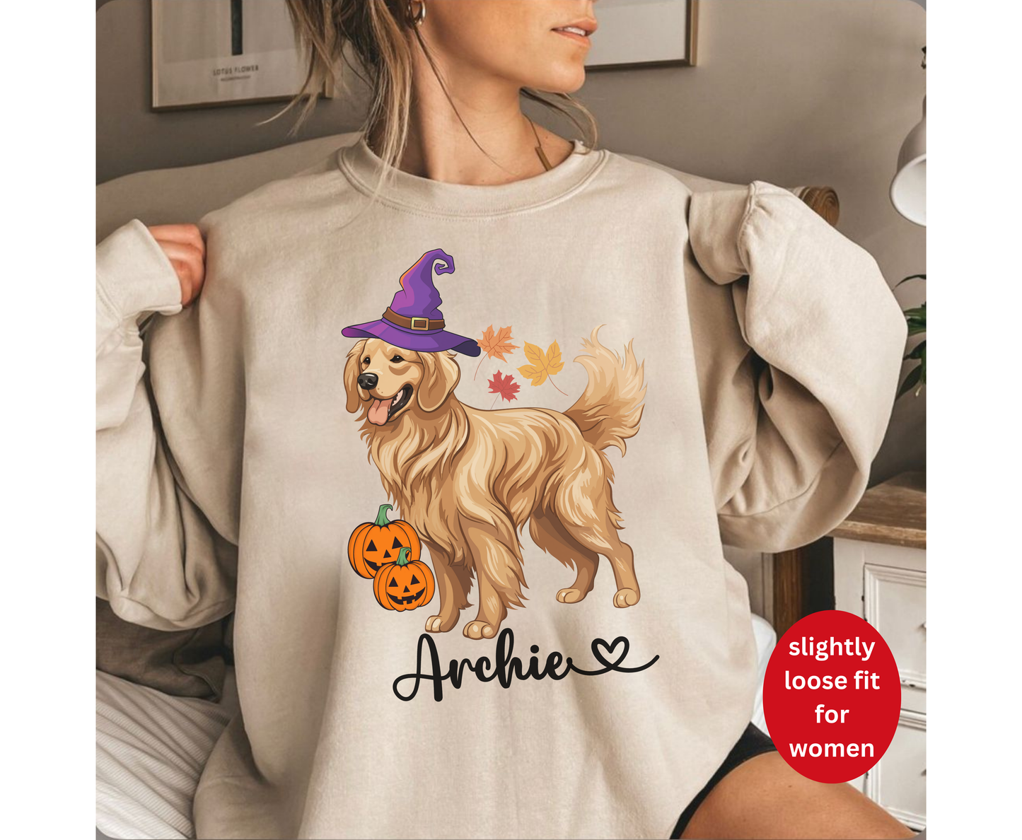 Custom Spooky Golden Retriever Halloween Tee Shirt Personalized Dog Lover Sweatshirt