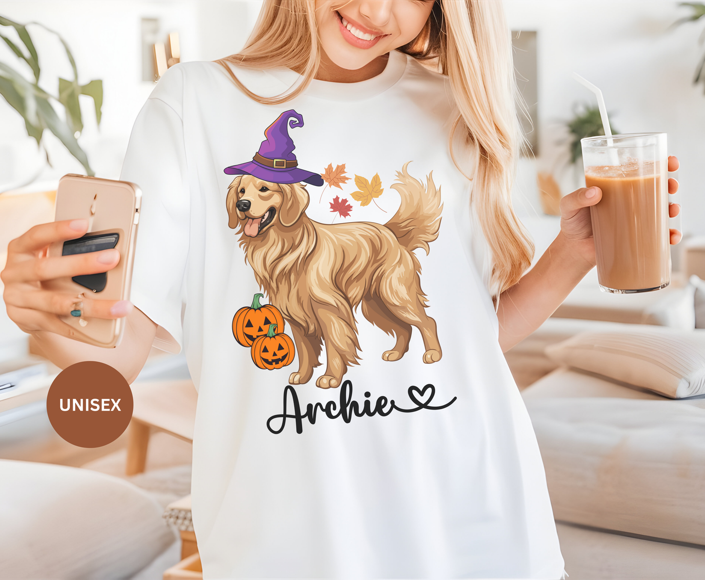 Custom Spooky Golden Retriever Halloween Tee Shirt Personalized Dog Lover Sweatshirt