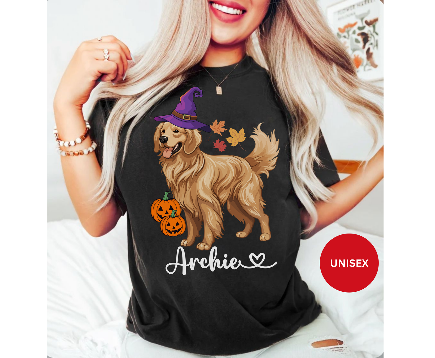 Custom Spooky Golden Retriever Halloween Tee Shirt Personalized Dog Lover Sweatshirt