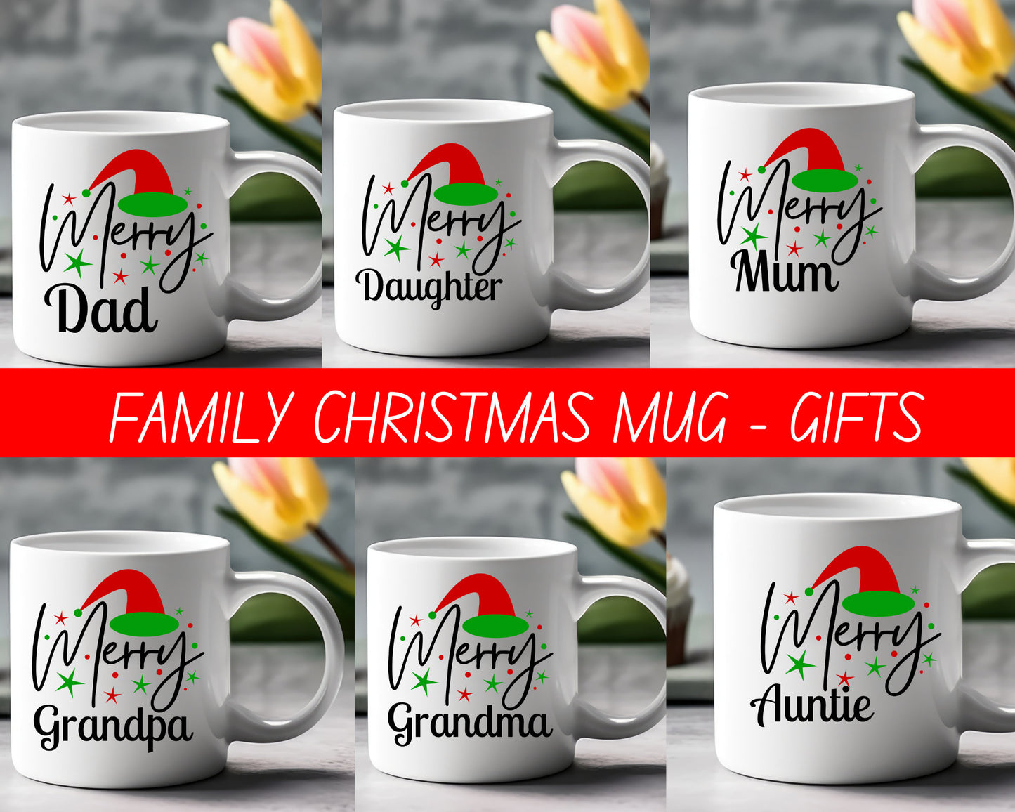 Personalised Christmas mug gift for family, Merry Christmas Mug, Gifts Ideas Presents For family, Girlfriend, Grandma, Mothers Fathers Day,