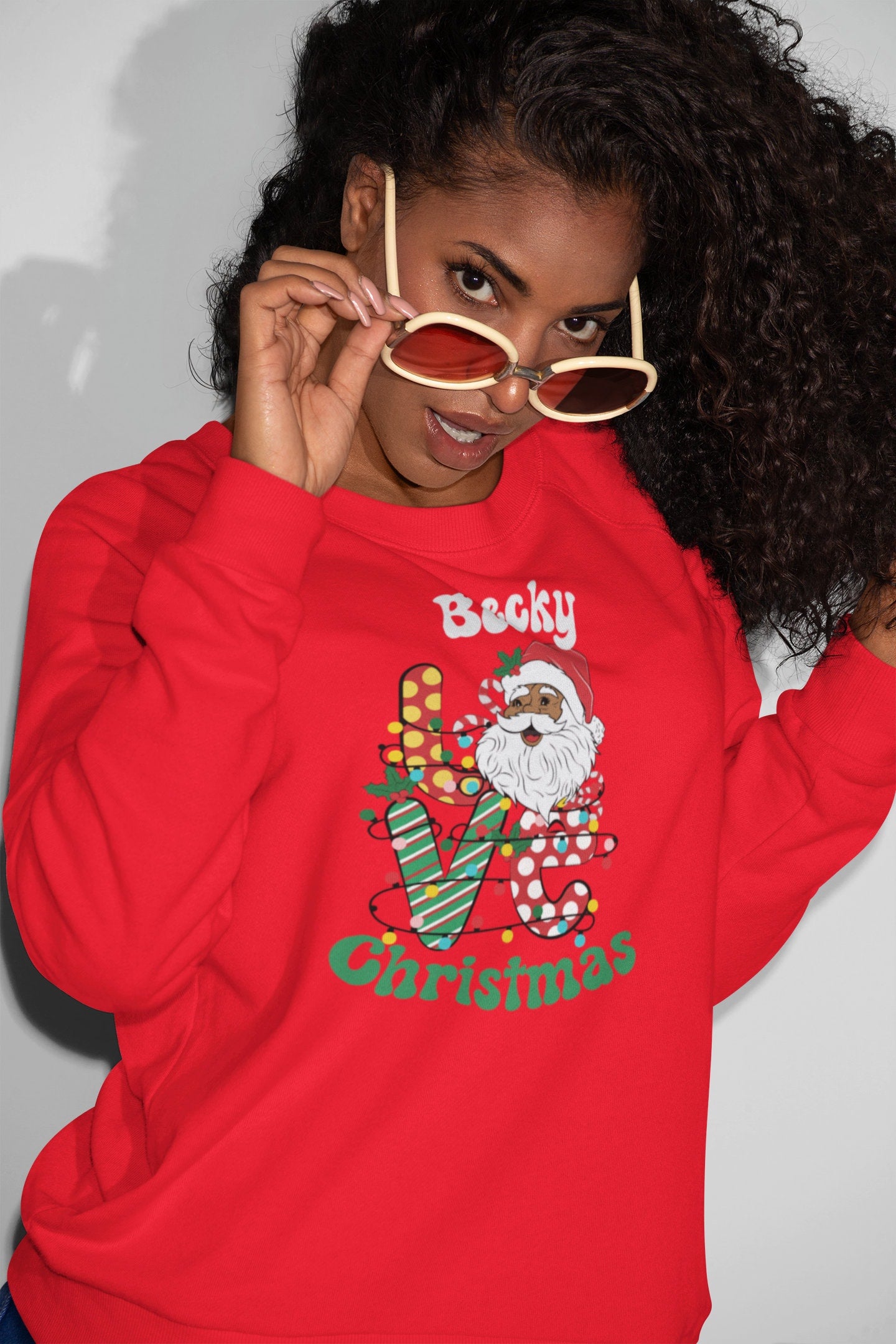 Black santa African family Christmas Sweatshirt, Unisex, for him, for her, for kids, personalised, Christmas, Northpole, Red Christmas Shirt