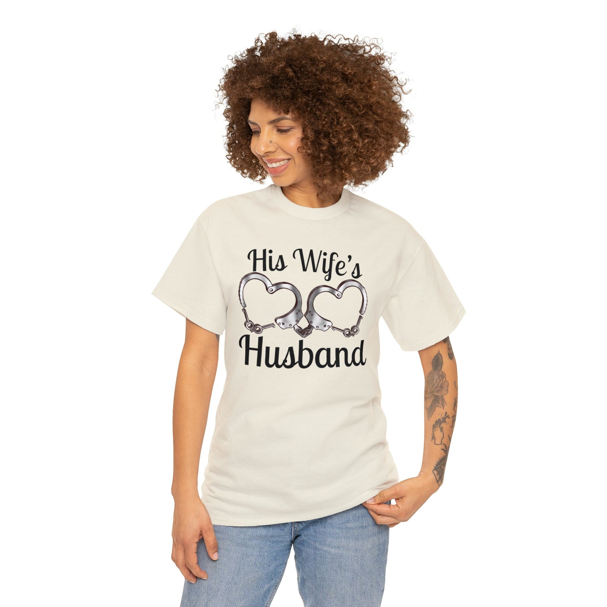 His wife&#39;s Husband Tshirt, Trendy Couple Matching Hubby T shirt for Husband Groom to be, wedding and anniversary holiday shirts for him bachelor eve stag do