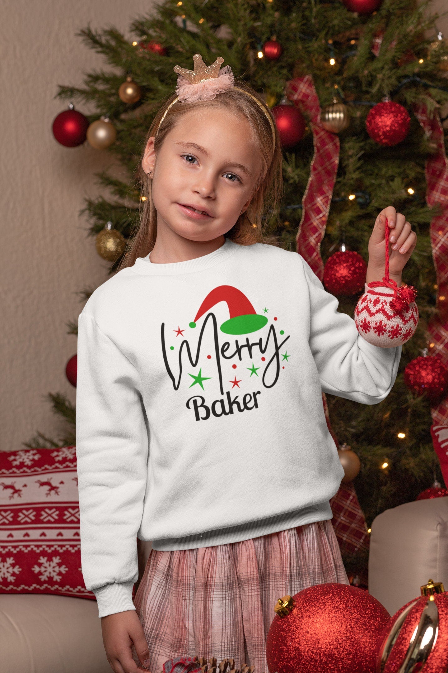 Personalised Christmas Jumper for Kids, For school Christmas Party, for family Christmas Party, White Christmas Jumper