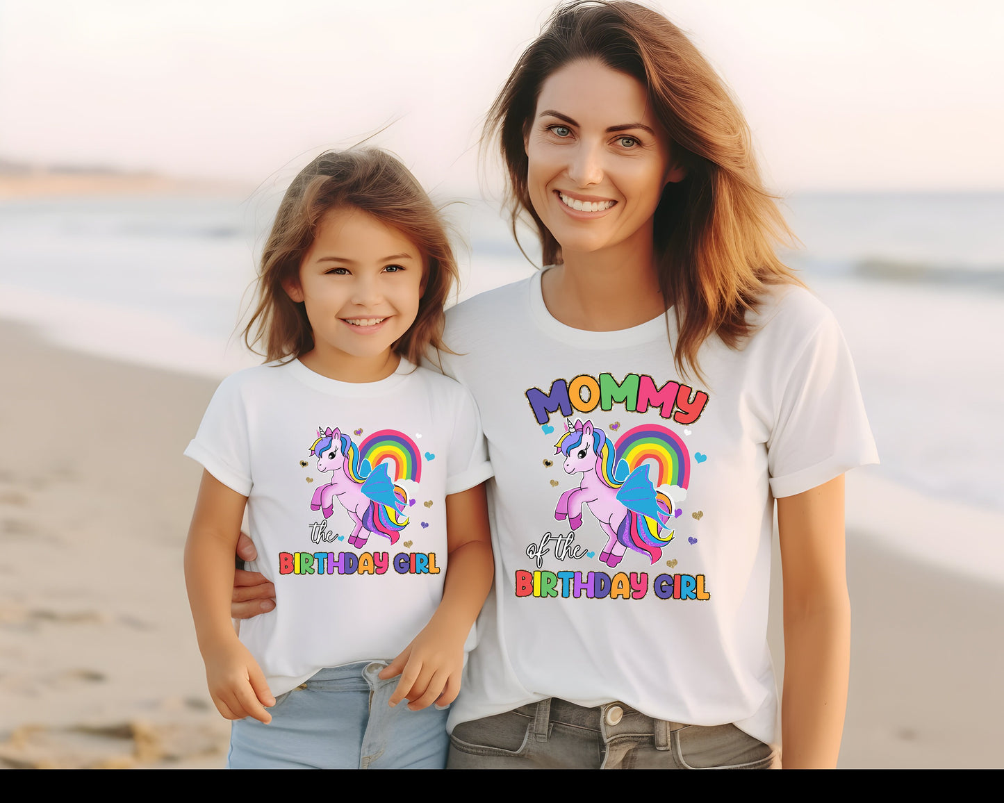 Personalized Unicorn Family Shirts Matching Outfits for Rainbow Birthday Party