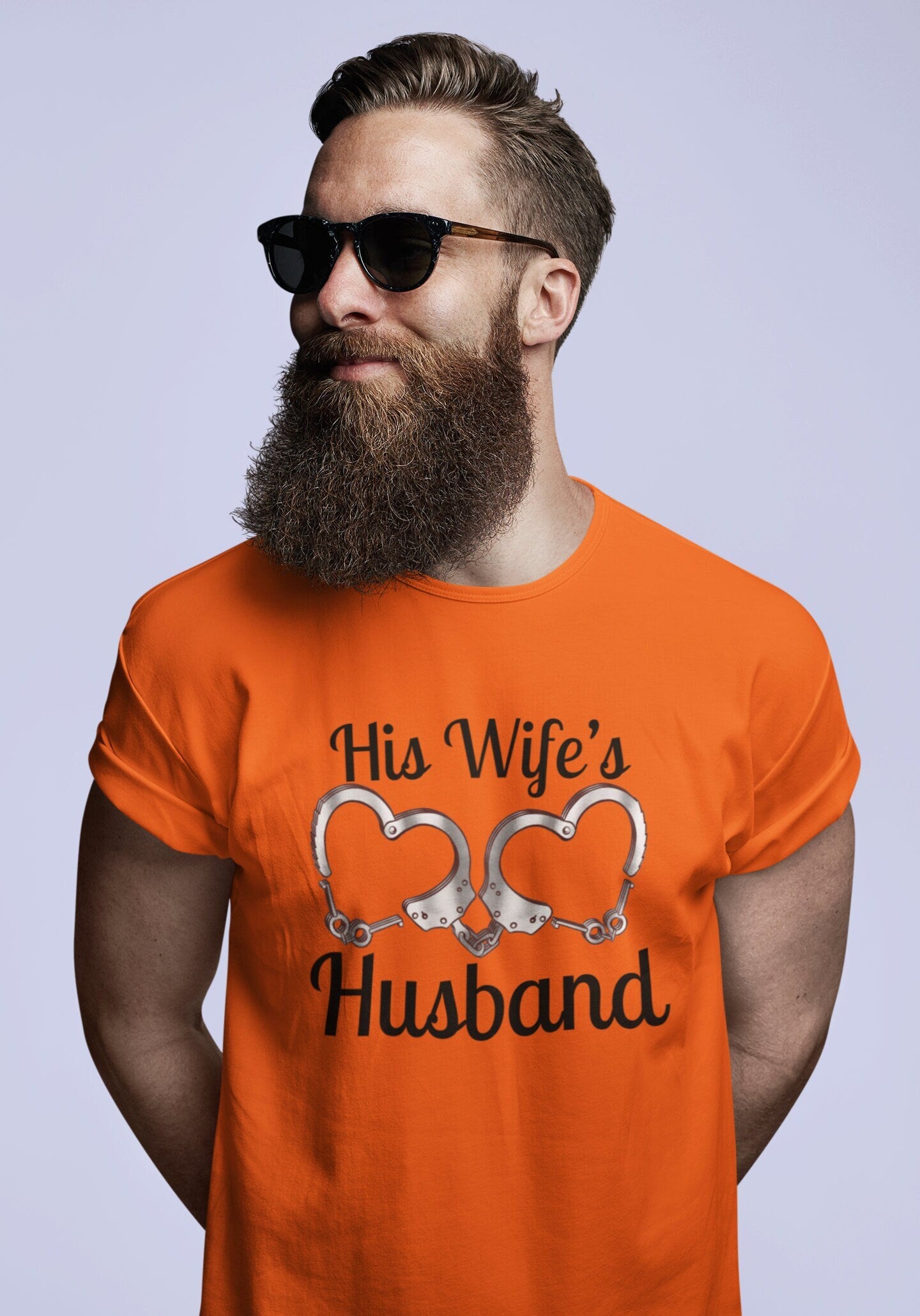 His wife&#39;s Husband Tshirt, Trendy Couple Matching Hubby T shirt for Husband Groom to be, wedding and anniversary holiday shirts for him bachelor eve stag do