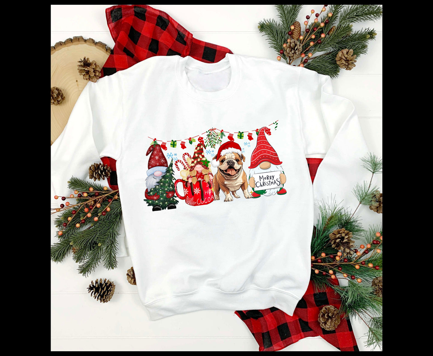 Trendy Vintage English Bulldog sweater, Dog Mom christmas  sweatshirt, Dog dad christmas sweatshirt, Christmas shirts for him for her, for men for women, dog lover shirts, dog christmas shirts, white sweatshirt