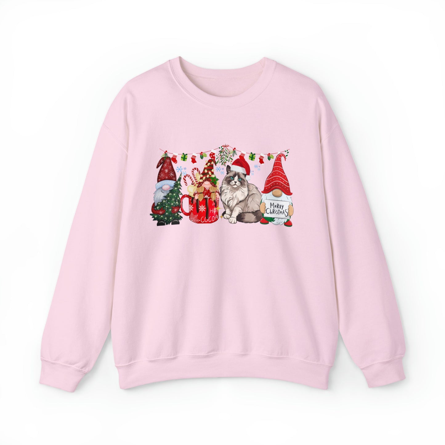 Cat lover christmas, gift for cat mom, cat dad gifts, gifts for men for women, christmas crewneck sweatshirt, sweater, jumper, white christmas shirt for family and friends