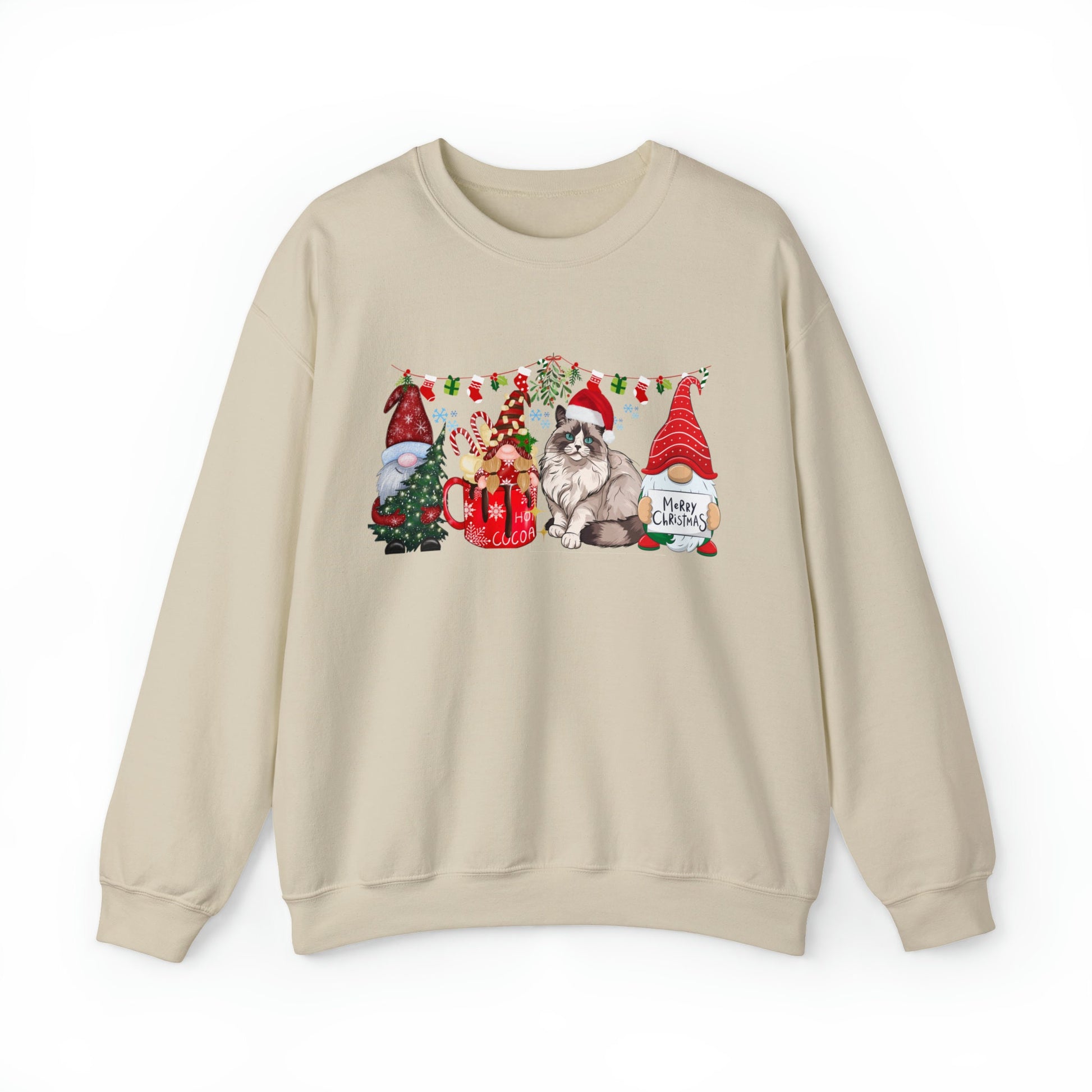 Cat lover christmas, gift for cat mom, cat dad gifts, gifts for men for women, christmas crewneck sweatshirt, sweater, jumper, white christmas shirt for family and friends