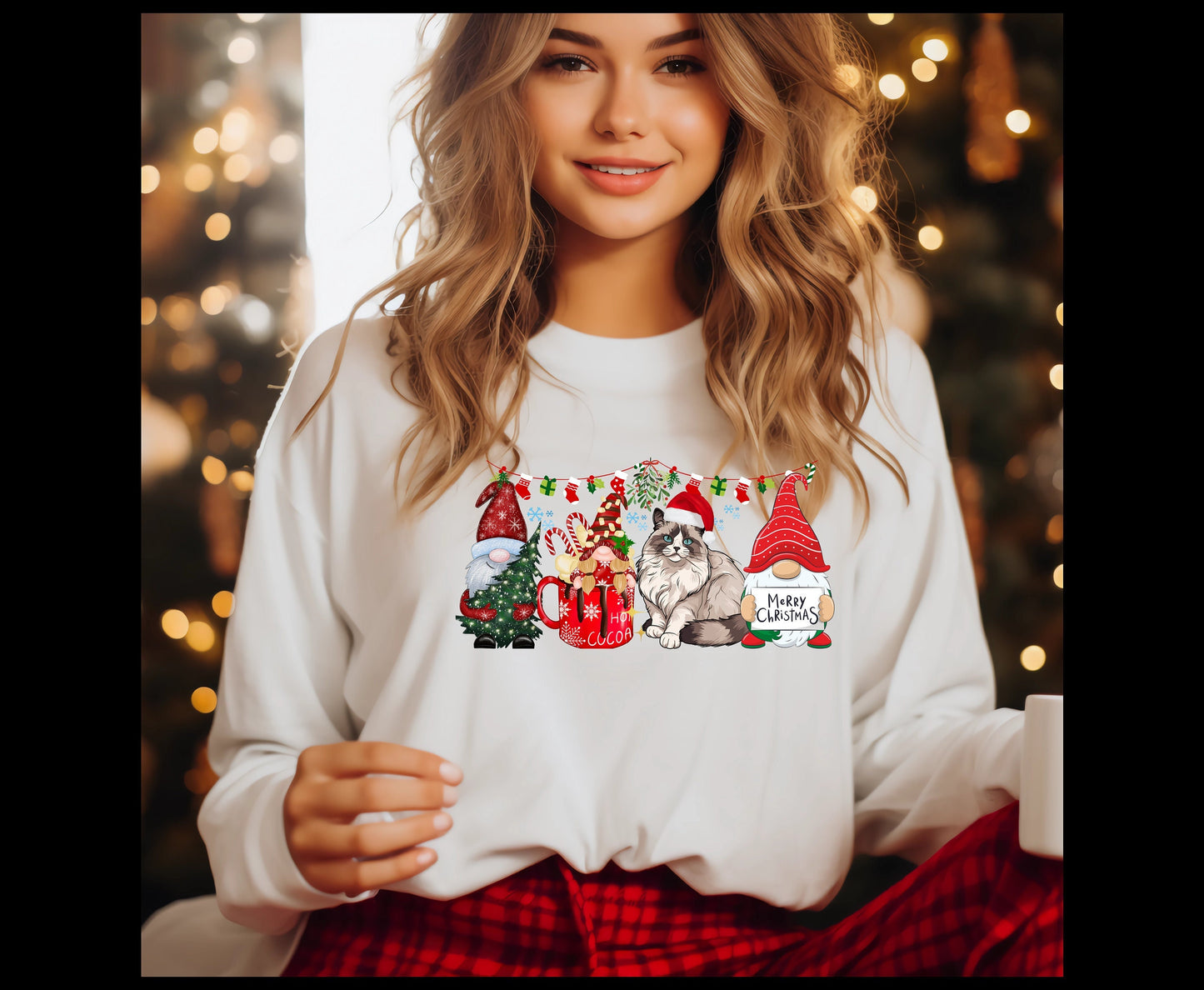 Cat lover christmas, gift for cat mom, cat dad gifts, gifts for men for women, christmas crewneck sweatshirt, sweater, jumper, white christmas shirt for family and friends