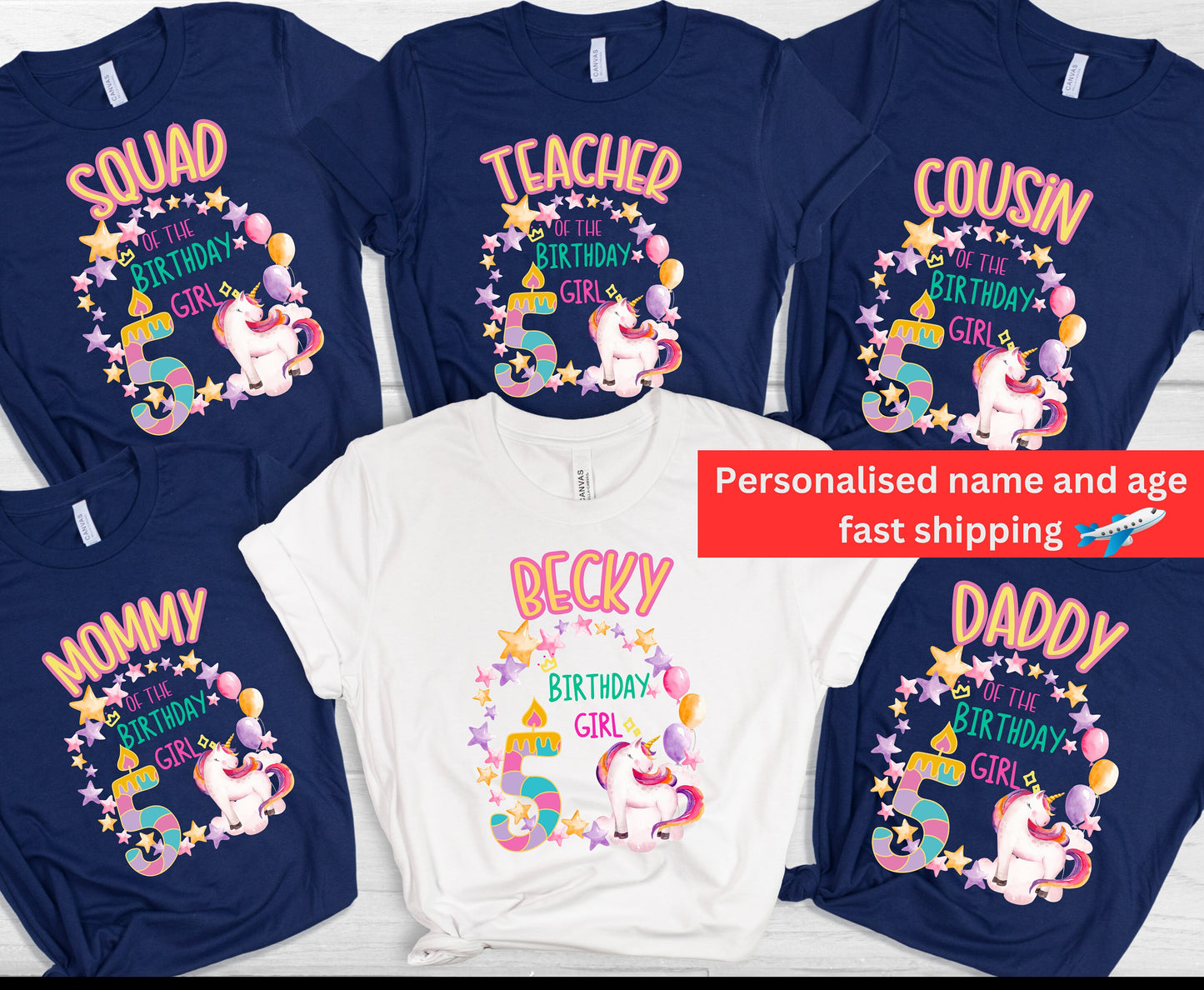 Family matching Birthday GIRL tshirts, Mom of the birthday boytshirts, dad of the birthday giril shirt, Brother of the birthday girl tshirt, sister of the birthday boy tshirt, crew neck colorful monster card white tshirt