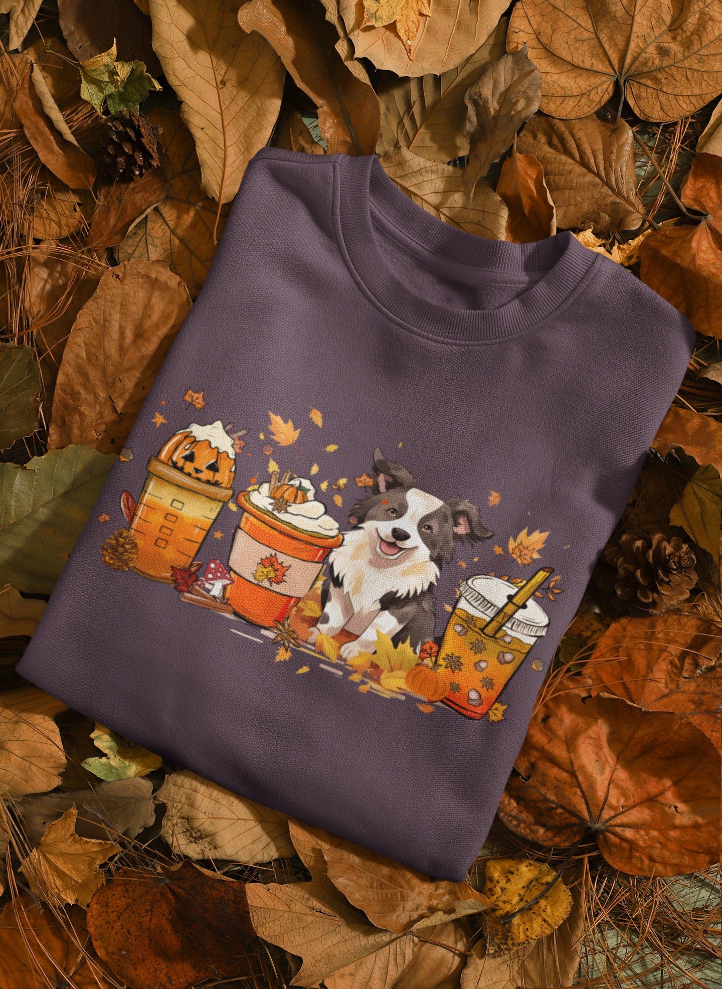 Border Collie Fall T-shirt, Fall Coffee Lover Sweatshirt, Border Collie Dog mom, Border Collie Dad, Border Collie gift, Gifts for Dog lovers