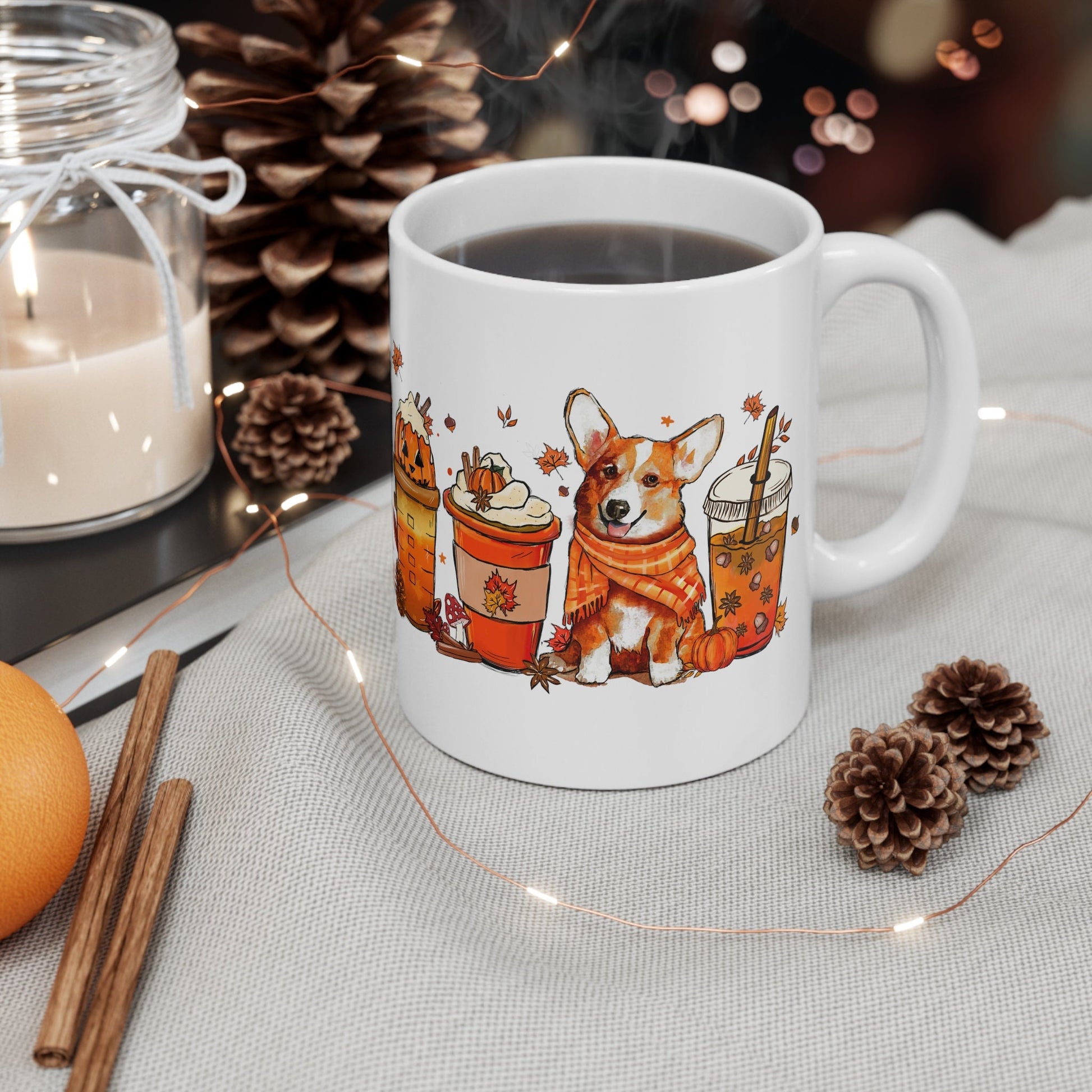 Corgi Gifts, Corgi Coffee Mug, Corgi Mug, Pumpkin Spice, Coffee Addict, gift for women, gift for men, gift for her, gift for him, Fall gifts, cute dog mug