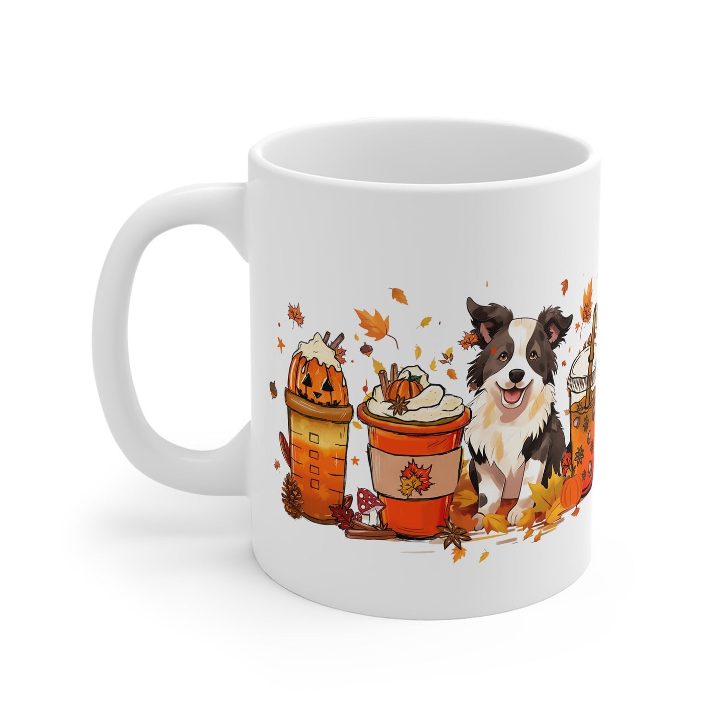 Border Collie Fall mug, Fall Coffee Lover mug, Border Collie Dog mom gift, dog Dad, Border Collie gift, Gifts for Dog lovers, coffee addict