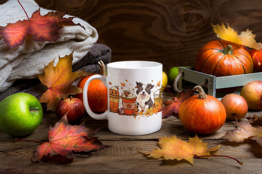 Border Collie Fall mug, Fall Coffee Lover mug, Border Collie Dog mom gift, dog Dad, Border Collie gift, Gifts for Dog lovers, coffee addict