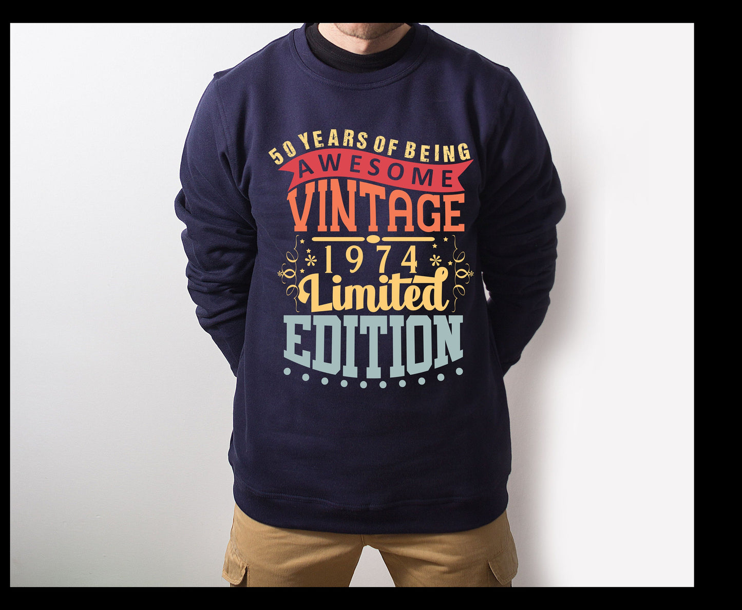 Trendy navy Birthday Crewneck sweatshirt limited edition hero legend icon shirt gift for 49th 50th birthday party