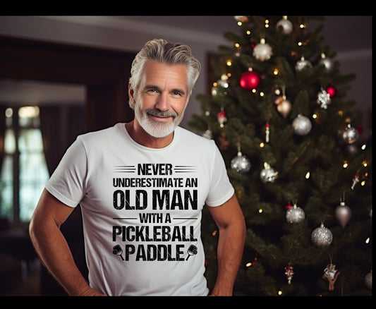 Pickleball lover gift dad gifts old man gifts old men gifts for man husband. White Crewneck Tshirt for men