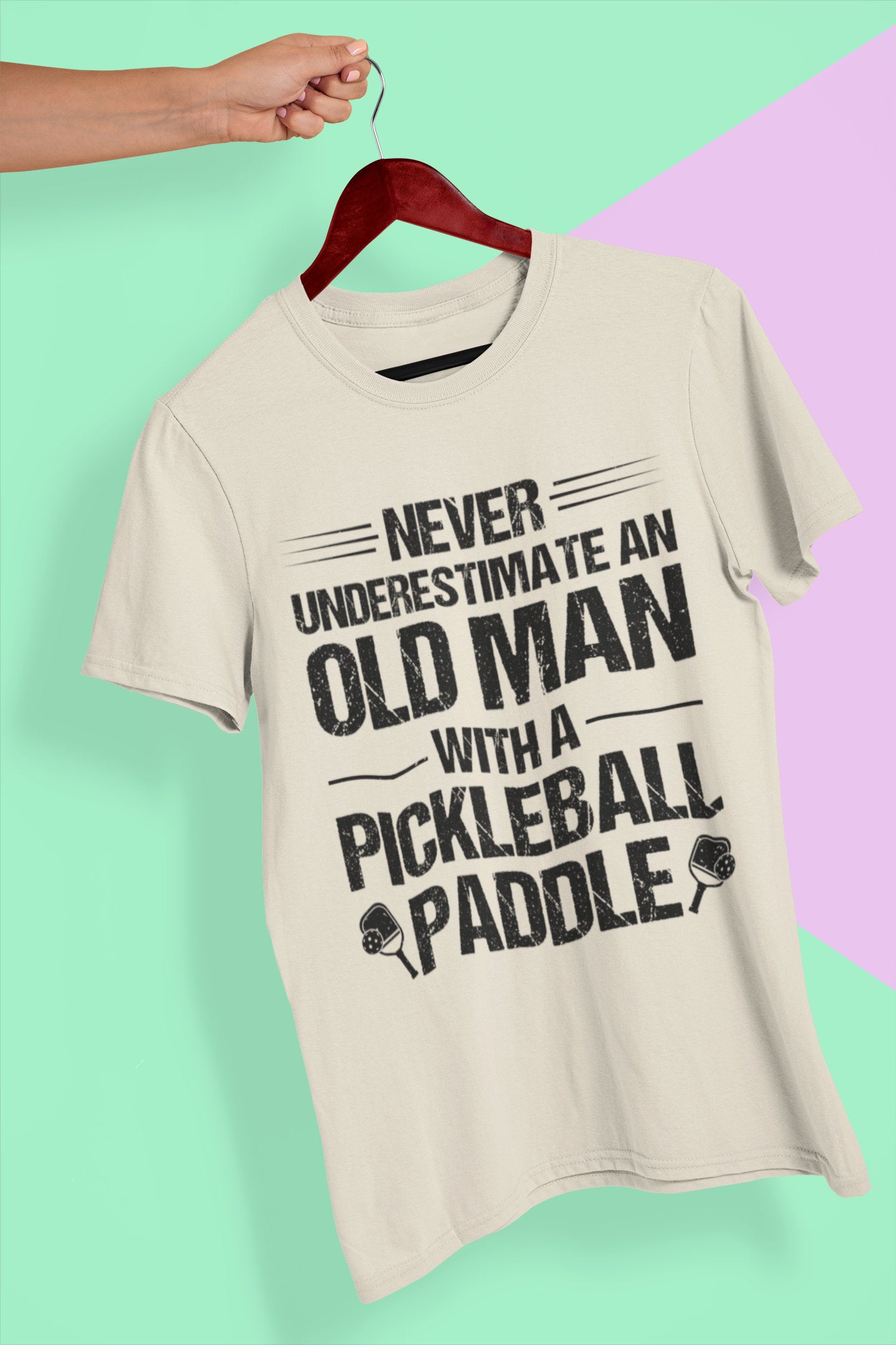 Pickleball lover gift dad gifts old man gifts old men gifts for man husband. black Crewneck Tshirt for men for daddy father&#39;s day gift