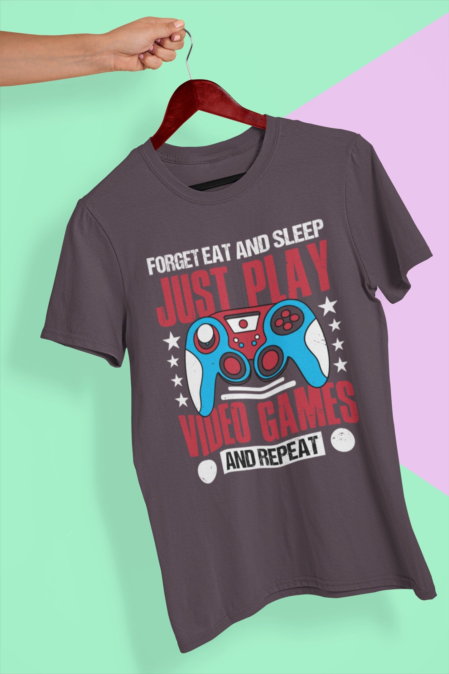 Trendy Gaming shirt with Console, Eat Sleep and Play Video games, Gaming shirts for men women, Game lover boyfriend Birthday Gift tee